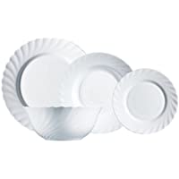 Luminarc Vajilla de Vidrio Opal Extra Resistente para 6 Personas- 19 Piezas- 100% higiénico- con ensaladera- Acero…